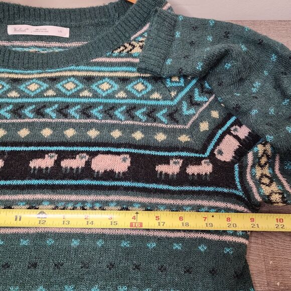 Woolrich Fair isle Sweater Pullover Wool Mohair Sheep Diana Green Womens Large - Picture 8 of 14